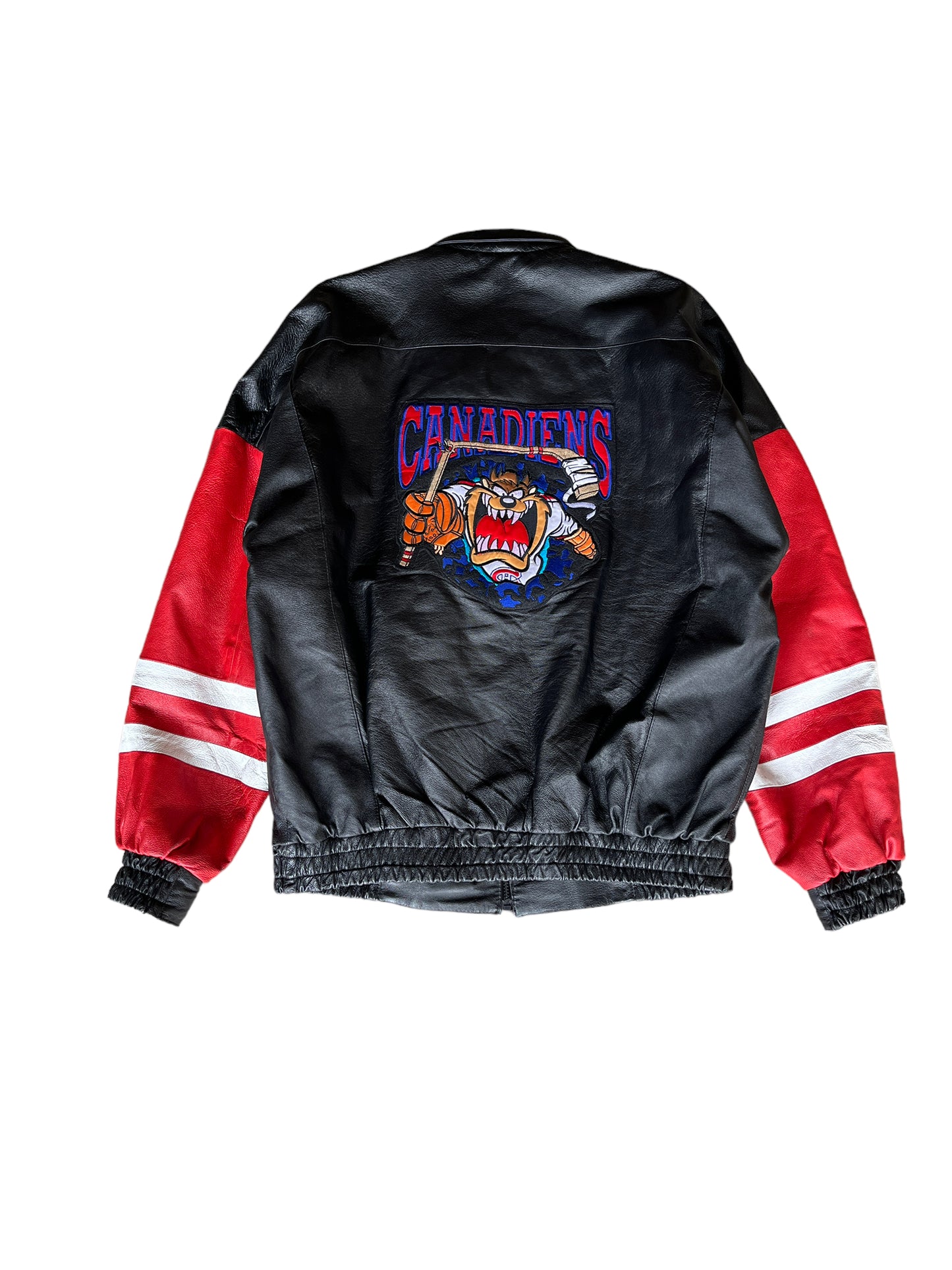 Rare Vintage 90's Looney Tunes Tasmanian Devil "Montreal Canadiens" Leather Jacket