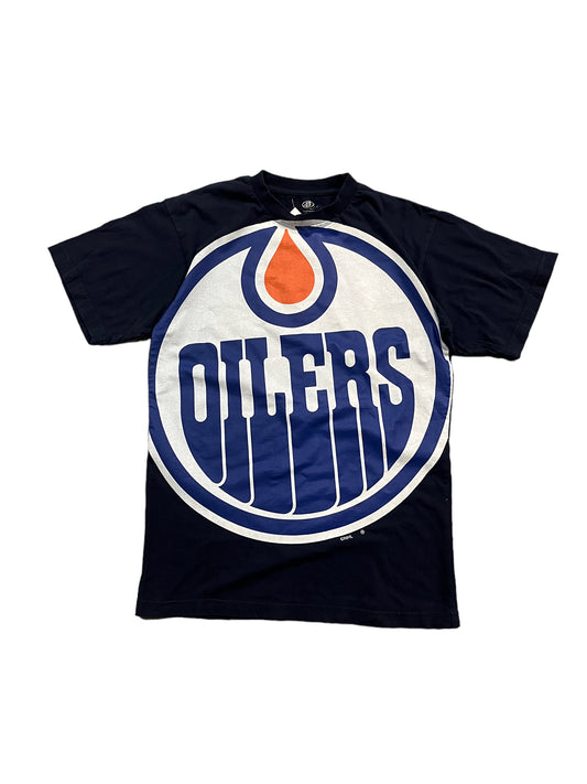 Vintage Y2k Bulletin Athletic Big Logo Edmonton Oilers Tee