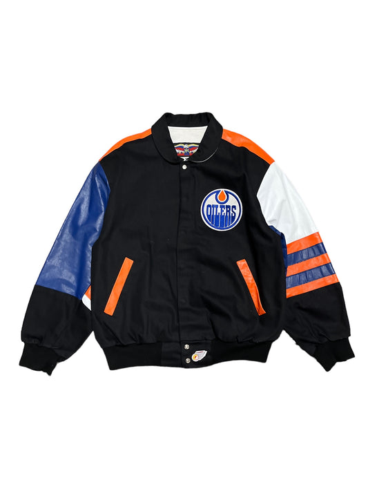 Rare Vintage Jeff Hamilton Edmonton Oilers Leather Jacket