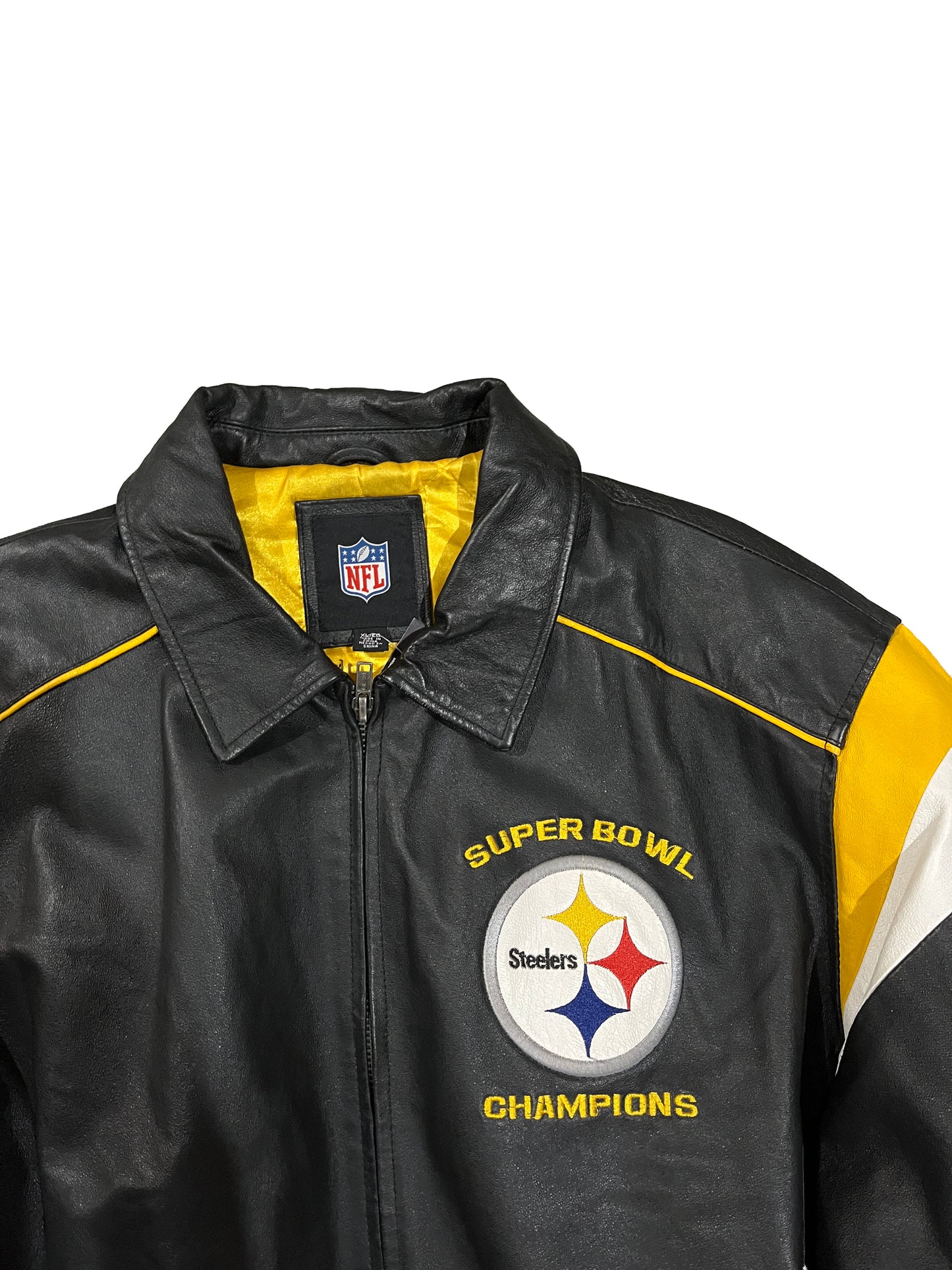 Vintage NFL Pittsburgh Steelers 6x Super Bowl Champions Leather Jacket