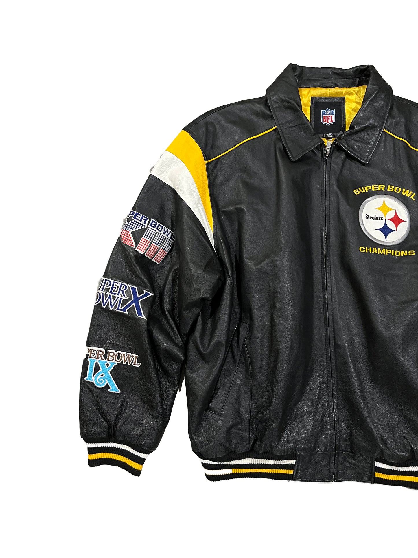 Vintage NFL Pittsburgh Steelers 6x Super Bowl Champions Leather Jacket