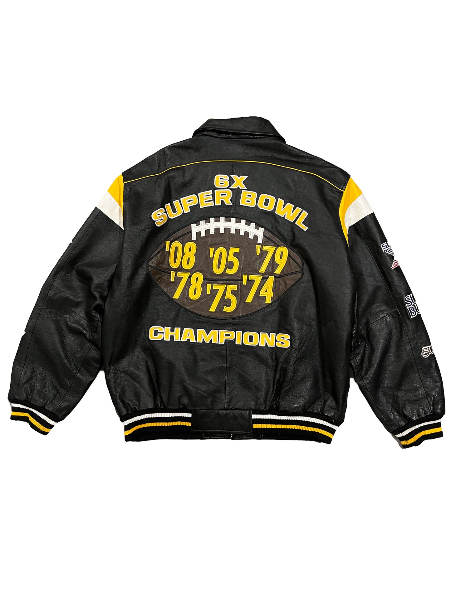 Vintage NFL Pittsburgh Steelers 6x Super Bowl Champions Leather Jacket